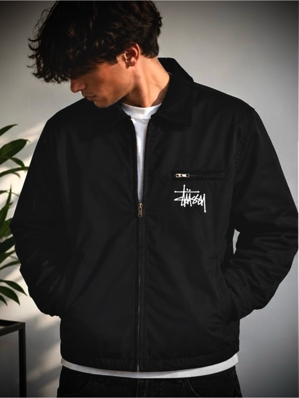 🆕 STUSSY detroit canvas corduroy full zip workwear Jacket Stüssy XL